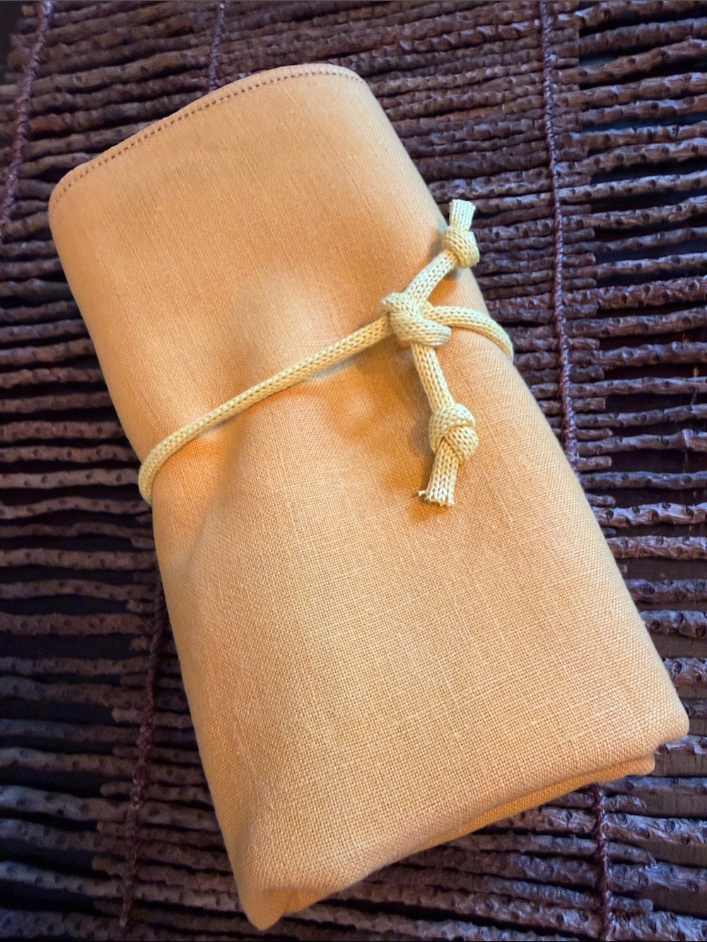 Vintage Gold Mustard Linen Cloth Napkins Set of 6 Square 15”x15”